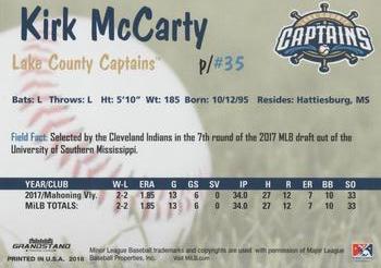 2018 Grandstand Lake County Captains #NNO Kirk McCarty Back