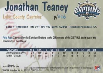 2018 Grandstand Lake County Captains #NNO Jonathan Teaney Back