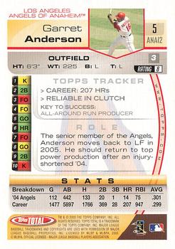 2005 Topps Total - Silver #5 Garret Anderson Back