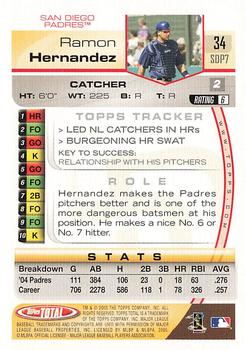 2005 Topps Total - Silver #34 Ramon Hernandez Back
