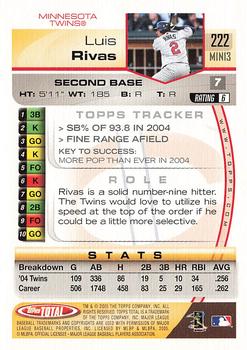2005 Topps Total - Silver #222 Luis Rivas Back