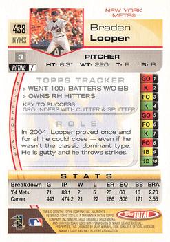 2005 Topps Total - Silver #438 Braden Looper Back