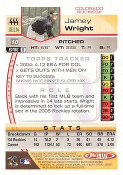 2005 Topps Total - Silver #444 Jamey Wright Back