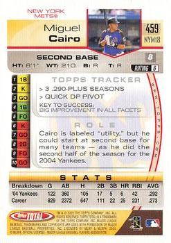 2005 Topps Total - Silver #459 Miguel Cairo Back