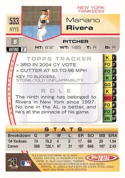 2005 Topps Total - Silver #533 Mariano Rivera Back