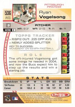 2005 Topps Total - Silver #536 Ryan Vogelsong Back