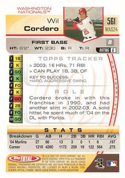 2005 Topps Total - Silver #561 Wil Cordero Back