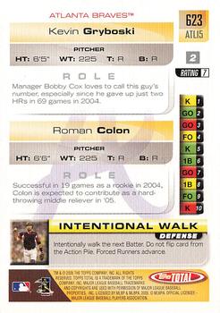 2005 Topps Total - Silver #623 Roman Colon / Kevin Gryboski Back