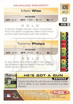 2005 Topps Total - Silver #626 Tommy Phelps / Matt Wise Back