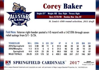 2017 Grandstand Texas League All-Stars North #NNO Corey Baker Back
