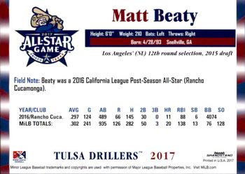 2017 Grandstand Texas League All-Stars North #NNO Matt Beaty Back