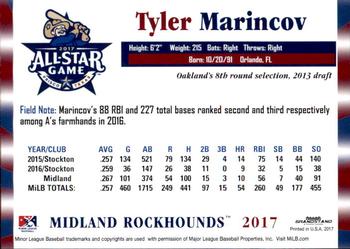 2017 Grandstand Texas League All-Stars South #NNO Tyler Marincov Back