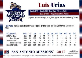 2017 Grandstand Texas League All-Stars South #NNO Luis Urias Back
