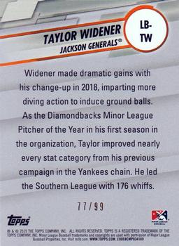 2019 Topps Pro Debut - MiLB Leaps and Bounds Green #LB-TW Taylor Widener Back