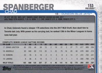 2019 Topps Pro Debut - Autographs #153 Chad Spanberger Back