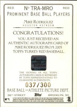 2005 Topps Turkey Red - Autographs Red #TRA-MRO Mike Rodriguez Back
