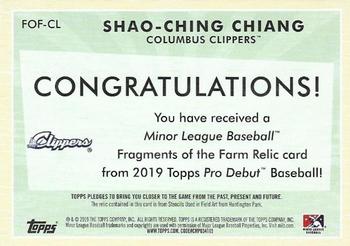 2019 Topps Pro Debut - Fragments of the Farm Relics #FOF-CL Shao-Ching Chiang Back
