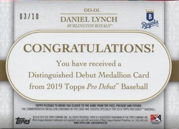 2019 Topps Pro Debut - Distinguished Debut Medallions Red #DD-DL Daniel Lynch Back