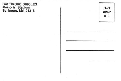 1989 Baltimore Orioles Postcards #NNO Rene Gonzales Back