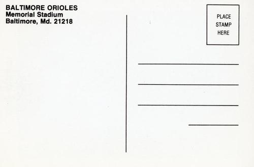 1989 Baltimore Orioles Postcards #NNO Bill Ripken Back
