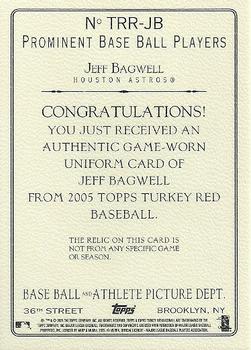 2005 Topps Turkey Red - Relics #TRR-JB Jeff Bagwell Back