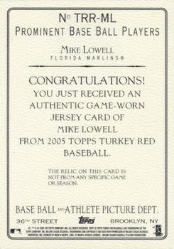 2005 Topps Turkey Red - Relics #TRR-ML Mike Lowell Back