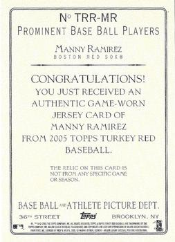 2005 Topps Turkey Red - Relics #TRR-MR Manny Ramirez Back