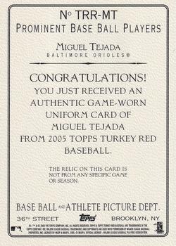 2005 Topps Turkey Red - Relics #TRR-MT Miguel Tejada Back