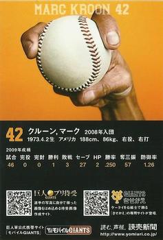 2010 Yomiuri Giants Giants Pride #42 Marc Kroon Back