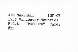 1974 Popcorn 1957-58 Pacific Coast League #25 Jim Marshall Back