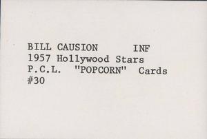 1974 Popcorn 1957-58 Pacific Coast League #30 Bill Causion Back