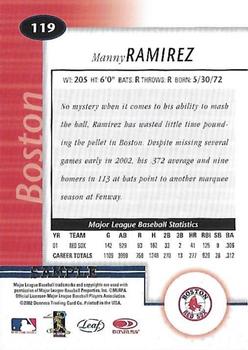 2002 Leaf Certified - Samples Silver #119 Manny Ramirez Back