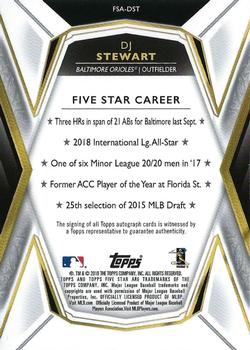 2019 Topps Five Star #FSA-DST DJ Stewart Back