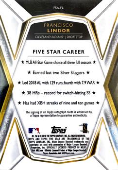 2019 Topps Five Star #FSA-FL Francisco Lindor Back
