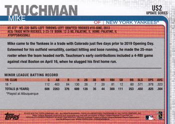2019 Topps Update #US2 Mike Tauchman Back