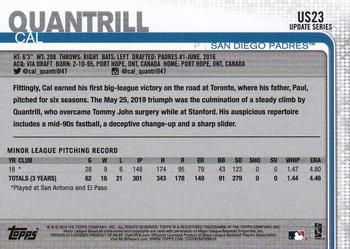 2019 Topps Update #US23 Cal Quantrill Back