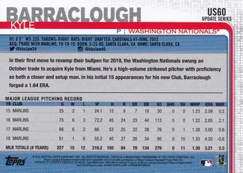 2019 Topps Update #US60 Kyle Barraclough Back