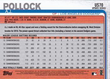 2019 Topps Update #US70 A.J. Pollock Back