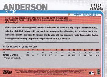 2019 Topps Update #US145 Nick Anderson Back