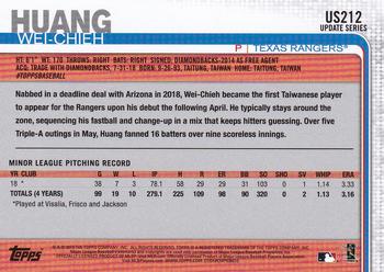 2019 Topps Update #US212 Wei-Chieh Huang Back
