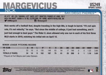 2019 Topps Update #US249 Nick Margevicius Back