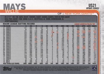 2019 Topps Update #US21 Willie Mays Back