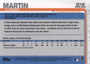 2019 Topps Update #US149 Corbin Martin Back