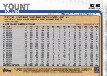 2019 Topps Update #US168 Robin Yount Back