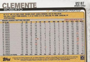2019 Topps Update #US187 Roberto Clemente Back