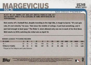 2019 Topps Update #US249 Nick Margevicius Back