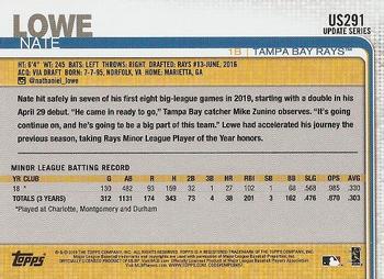 2019 Topps Update #US291 Nate Lowe Back
