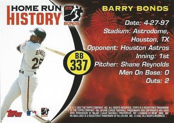 2005 Topps Updates & Highlights - Barry Bonds Home Run History #BB 337 Barry Bonds Back