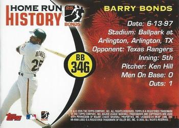 2005 Topps Updates & Highlights - Barry Bonds Home Run History #BB 346 Barry Bonds Back
