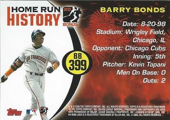 2005 Topps Updates & Highlights - Barry Bonds Home Run History #BB 399 Barry Bonds Back